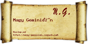 Magy Geminián névjegykártya